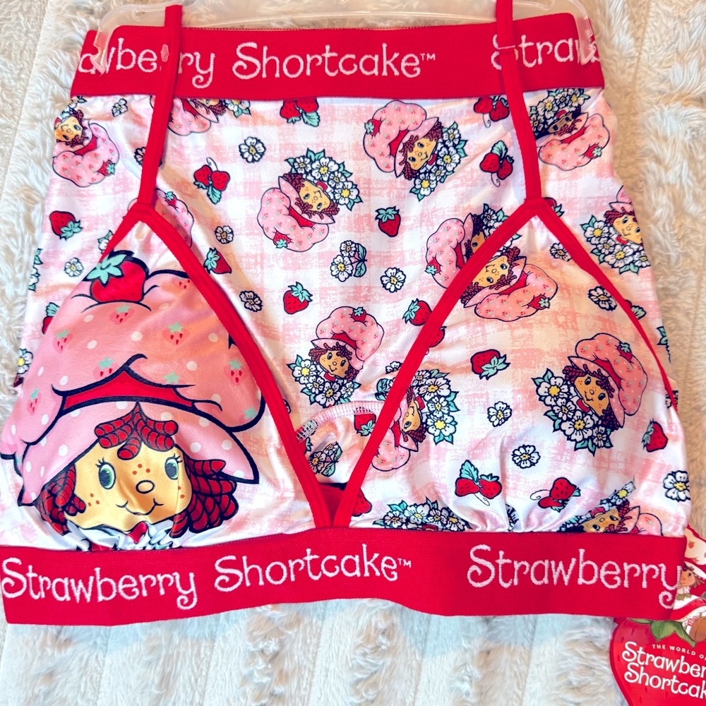 🍓 Strawberry Shortcake Bra & Shorts Set | Cute Women’s Loungewear Pajama Set LRG